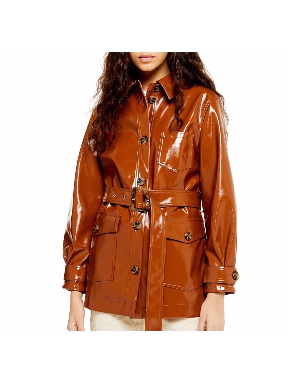 NEW Topshop Brown Casey Belted Jacket 4